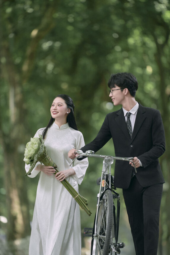 Chụp ảnh couple áo dài chân dung tone màu Hàn Quốc 2026