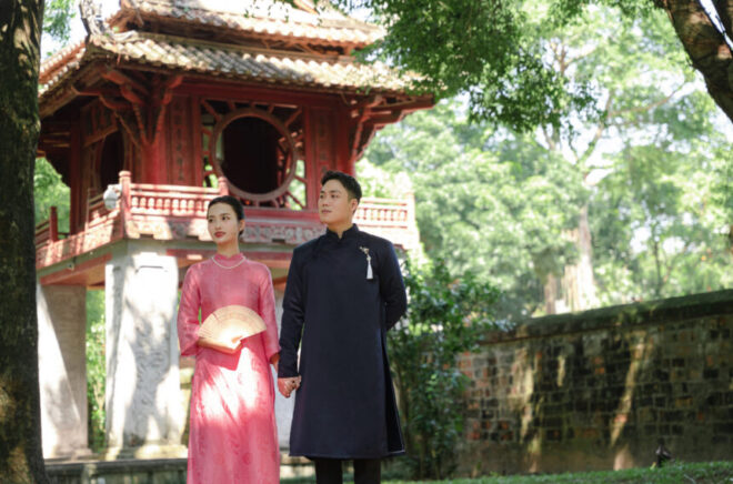 Chụp ảnh couple áo dài chân dung tone màu Hàn Quốc 2026